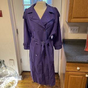 London Fog Vintage Trench Coat Purple Single Breasted Womens Size 10